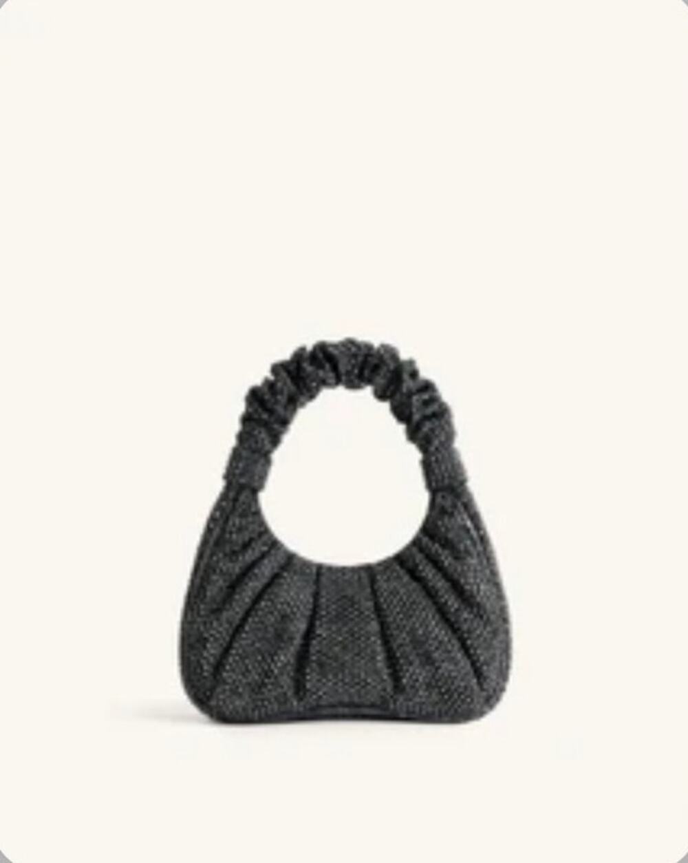 JW PEI “Gabbi” crystal ruched mini hobo Handbag black denim